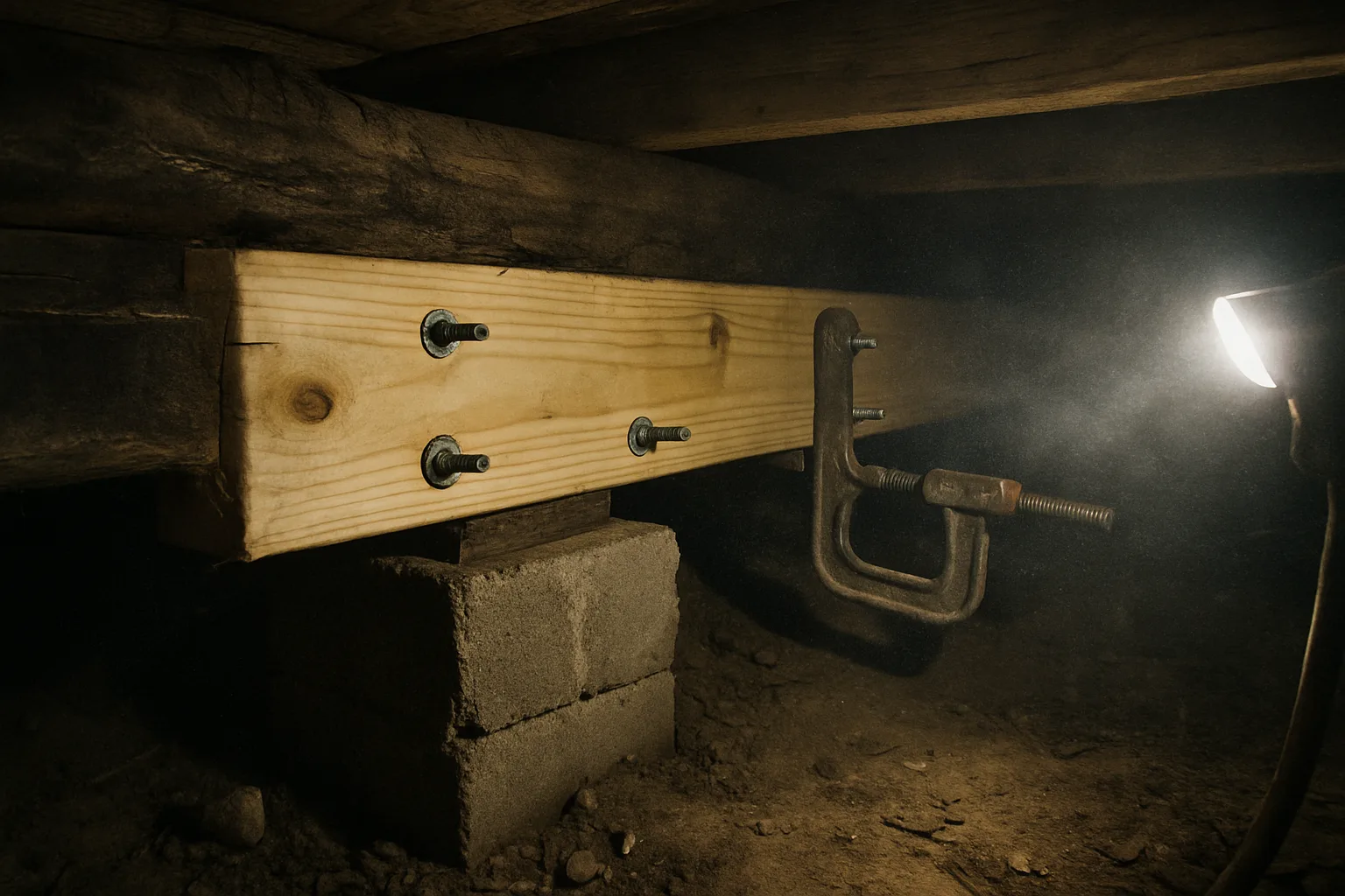 Floor joist reinforcement work